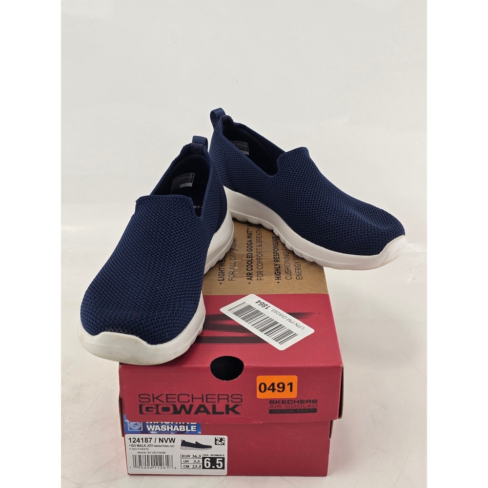 Skechers Go Walk Joy Sensational Day Women 6.5 Navy Slip On Mesh Sneakers -Good